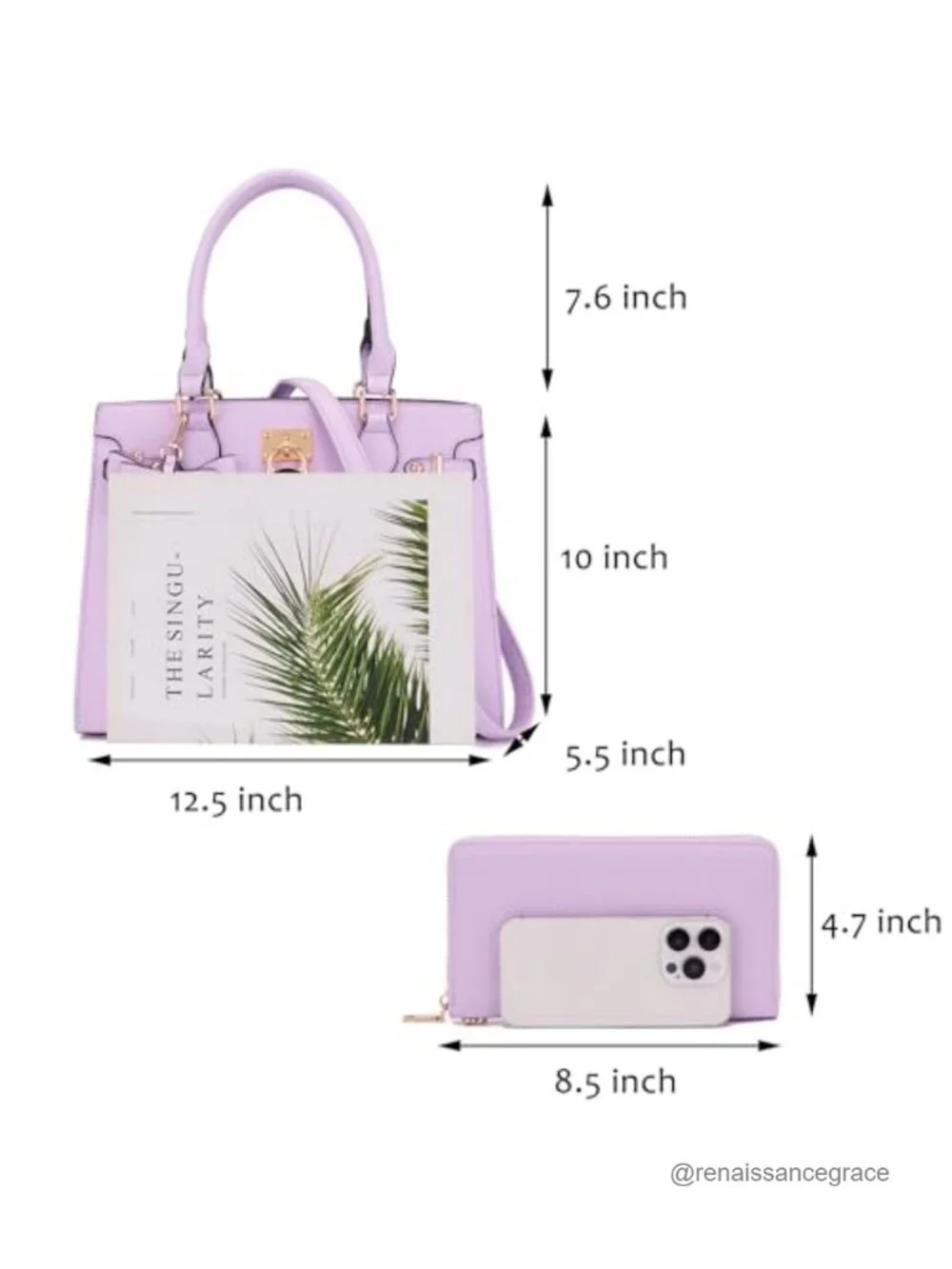 Vegan Leather Handbag Wallet Set Satchel Tote Shoulder Bag RFID Blocking